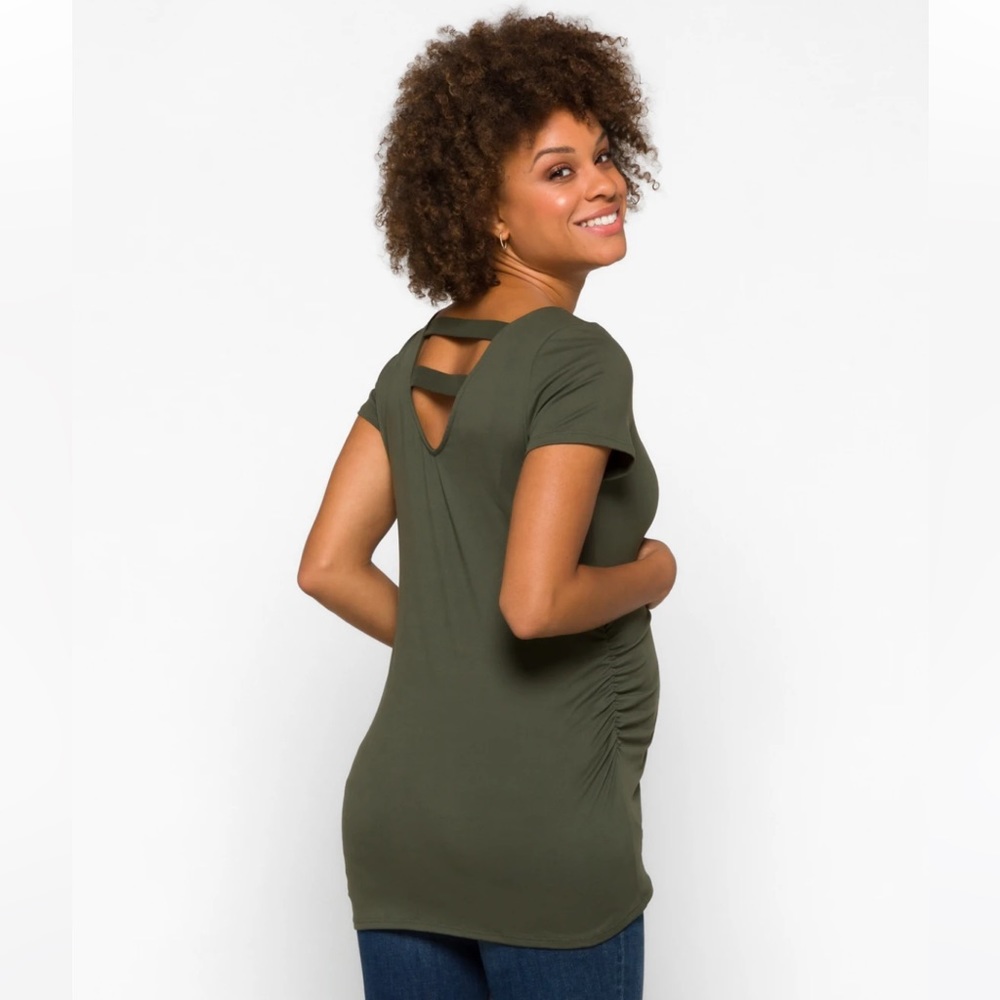 Full Moon Maternity Olive Knit Top